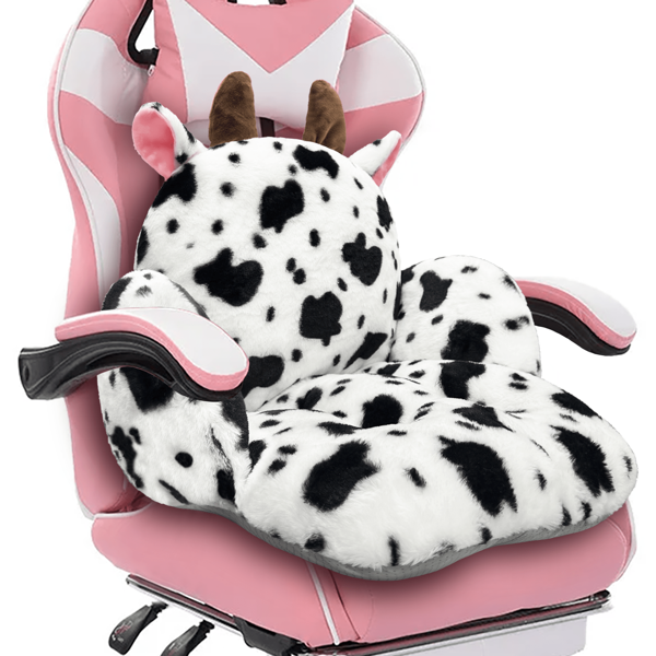 Cute Chair Cushion, Gaming Chair Cushion With Backrest Non-Slip, Comfy Seat Cushion For Office Desk, Kawaii Chair Cushions For Gamer, Soft Chair Cushion For Room Bedroom Decor(Black Kitty)
