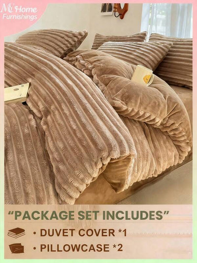 3pcs Comfortable Soft Skin-Friendly Boys Girls Dorm Bedding Machine Washable No Filling Fluffy Super Soft Duvet Cover Set - Faux Fur Plush, 1pc Zippered Duvet Cover 2pcs Pillowcases Twin, Full, King, Queen Size