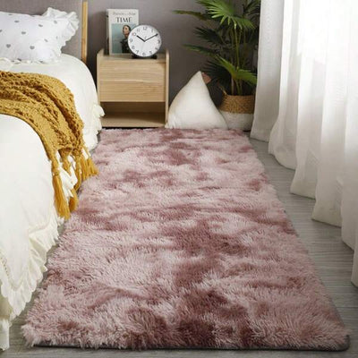 Soft Long Carpet, Suitable For Bedroom & Living Room, Pink-Purple Tie-Dye, Fluffy Plush, Bedside Rug, Long Shag Carpet, Non-Shedding, Suitable For Girls Room Decor