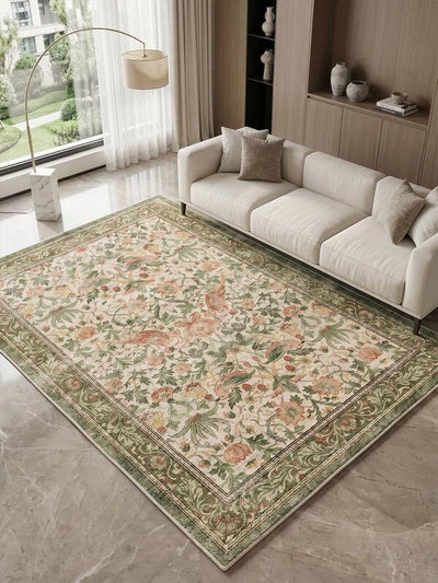 1pc Green Floral & Bird Pattern Living Room Rug, Suitable For Kitchen, Dining Room, Bedroom, Room Holiday Decor, Indoor/Outdoor, Office, Lobby, Anti-Slip Doormat, Bathroom Rug, Hallway, Study, Gaming Area